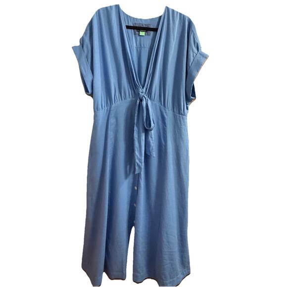 Maeve Dresses & Skirts - Maeve By Anthropologie Dress 16W Midi Tie Front Button Down Coastal Linen Blend